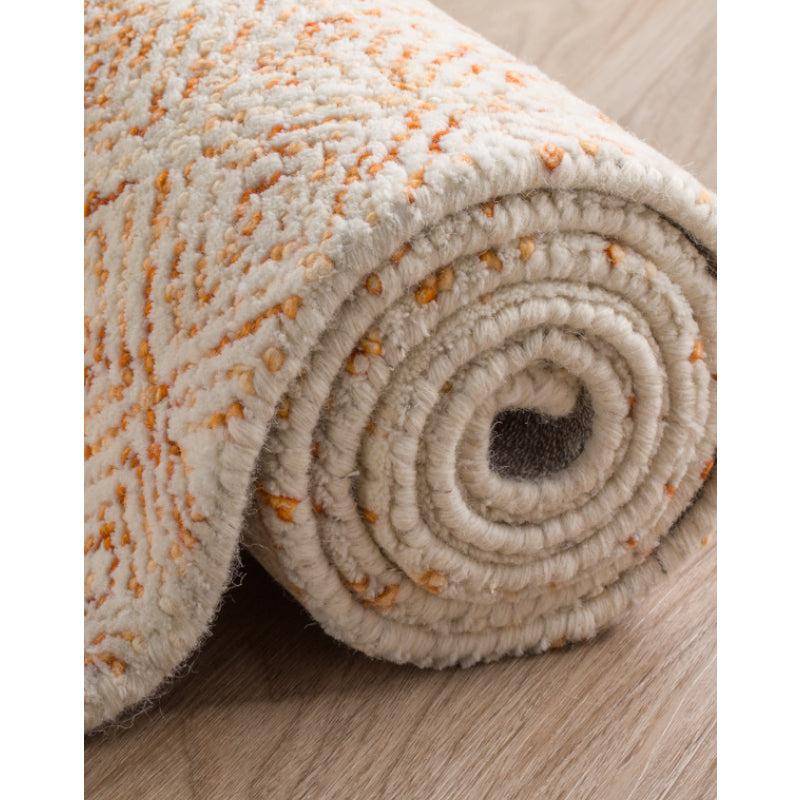 Buy Timeless Textures Hand Tufted Rug - Orange & White Rugs from Vaaree