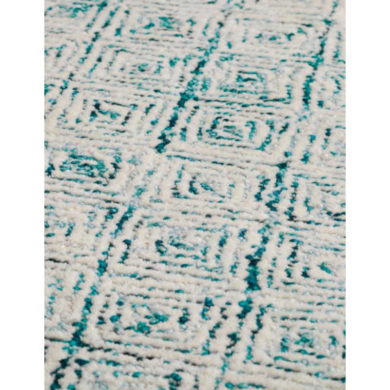 Buy Timeless Textures Hand Tufted Rug - Teal & White Rugs from Vaaree