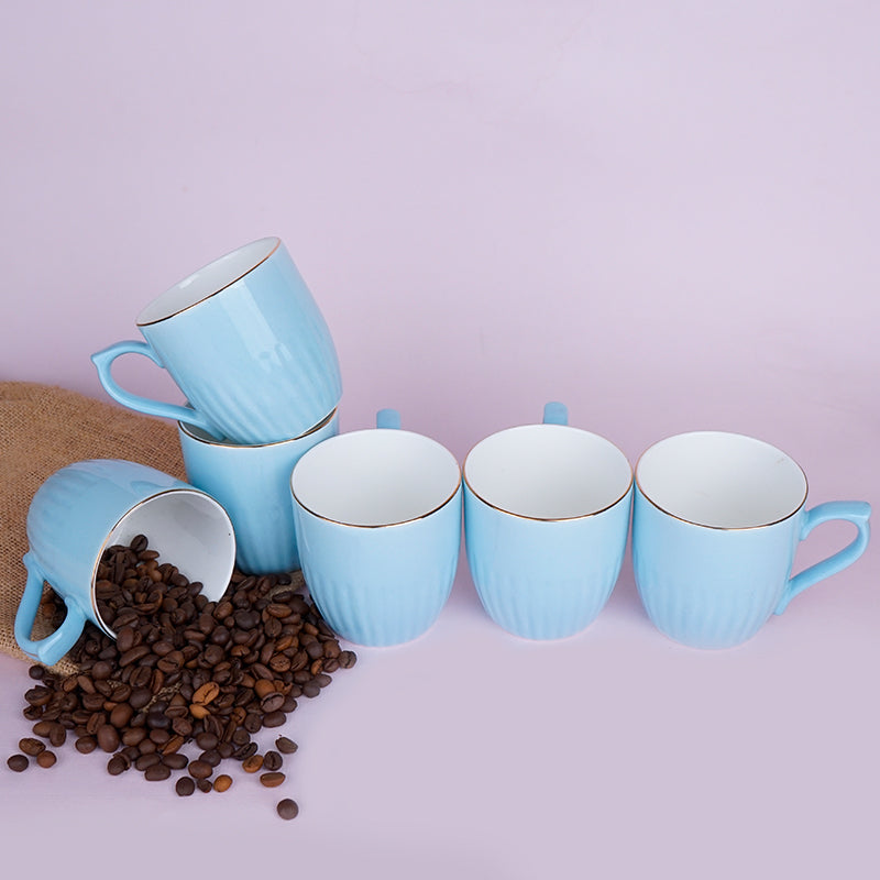 Mug & Tea Cup - Glimo Sky Blue Mug (200 ML) - Set Of Six