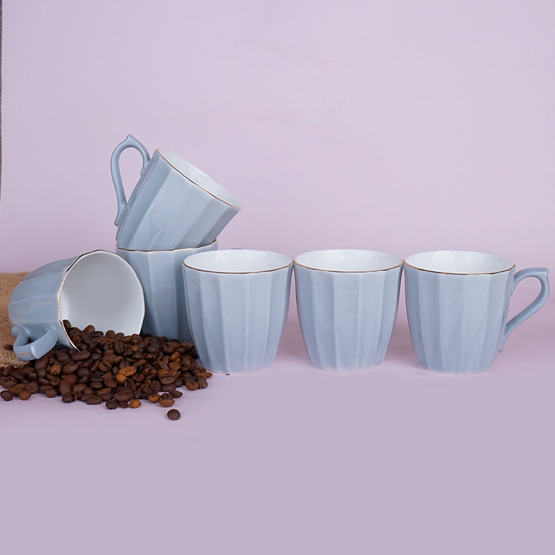 Mug & Tea Cup - Ereva King Grey Mug (200 ML) - Set Of Six