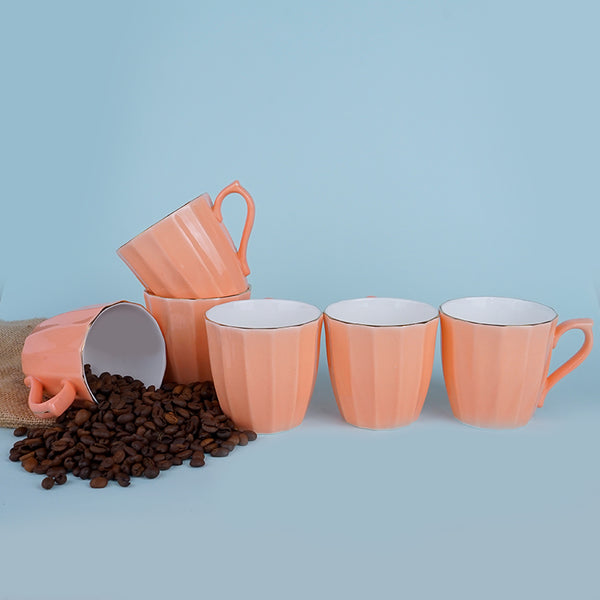 Mug & Tea Cup - Ereva Orange Mug (200 ML) - Set Of Six