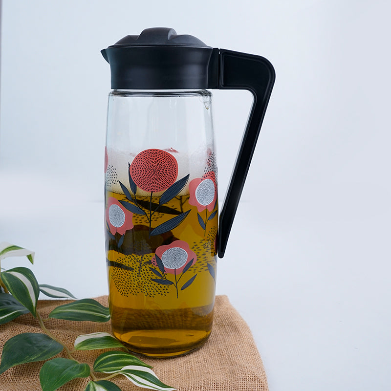 Jug - Pitola Flora Jug With Black Lid - 1600 ML