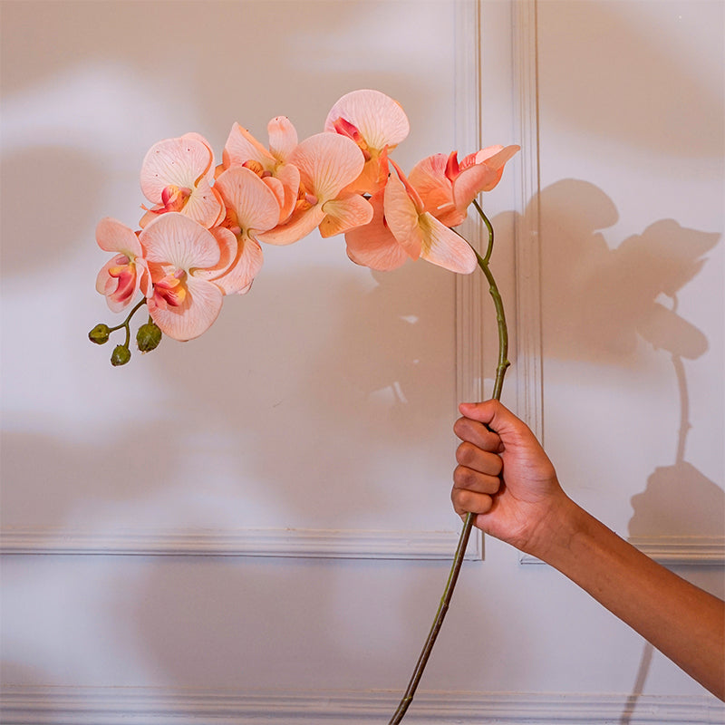 Buy Faux Orchid Flower Stick (Peach) - 38 CM Artificial Flowers from Vaaree