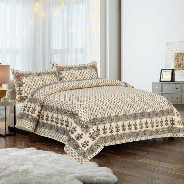 Buy Koleen Printed Bedsheet - Beige Bedsheets from Vaaree