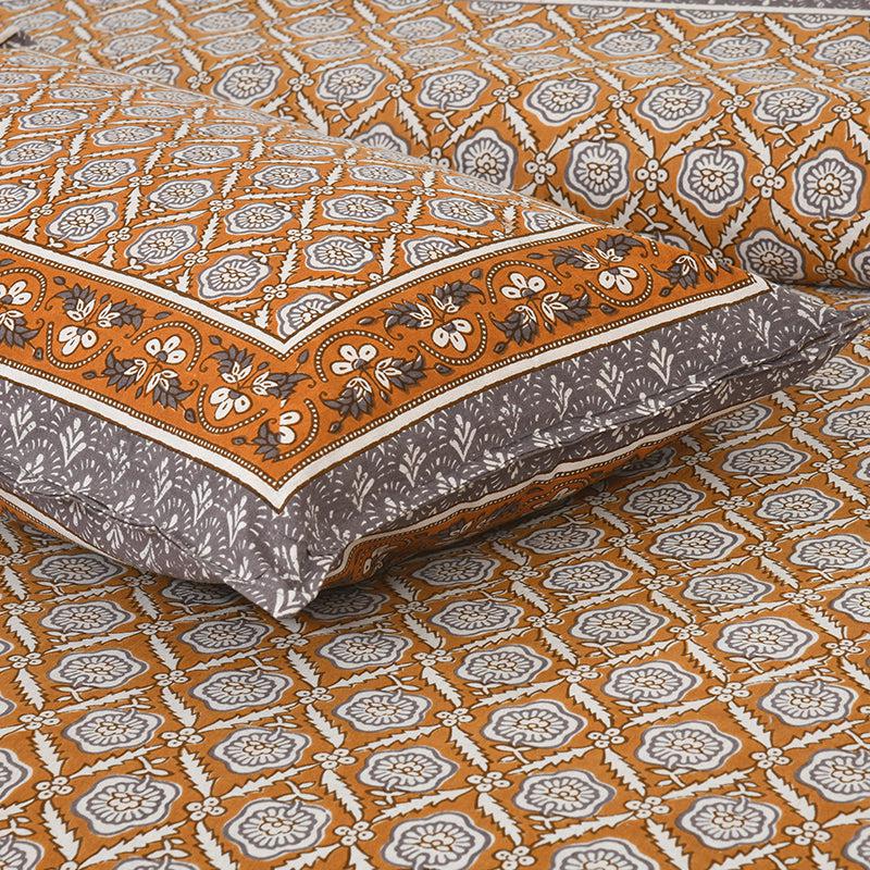 Buy Opala Printed Bedsheet - Orange Bedsheets from Vaaree