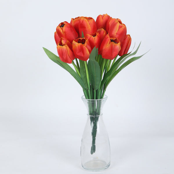 Artificial Flowers - Faux Garden Tulip Bunch (Orange) - Set Of Three