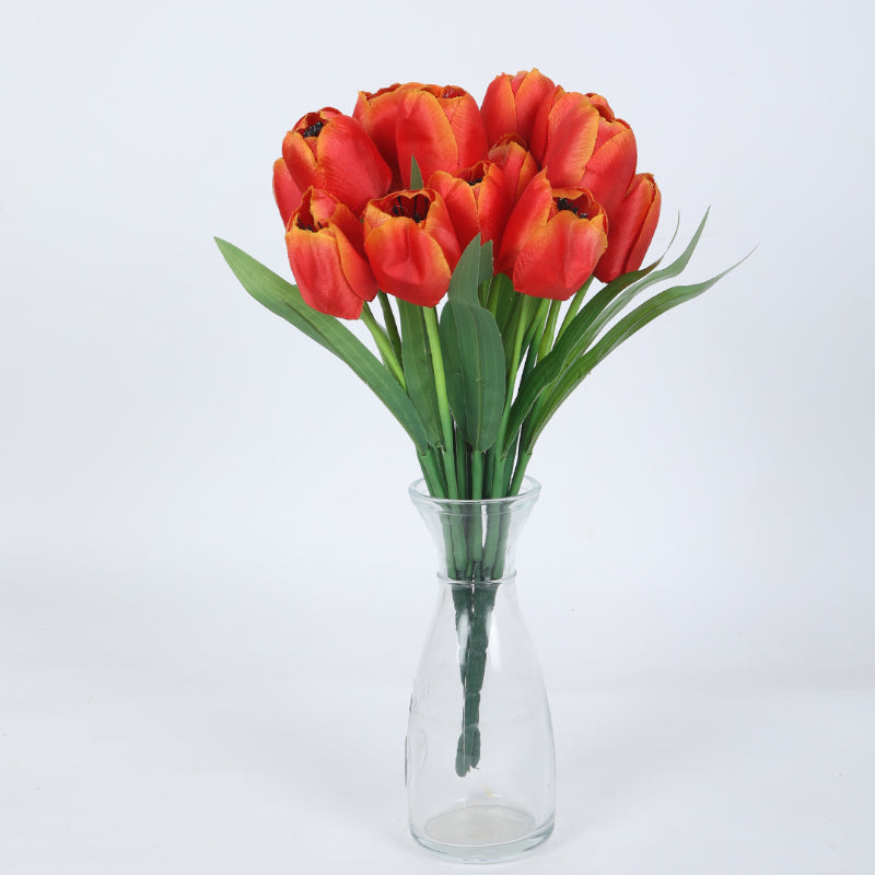 Buy Faux Garden Tulip Bunch (Orange) - Set Of Three Artificial Flowers from Vaaree