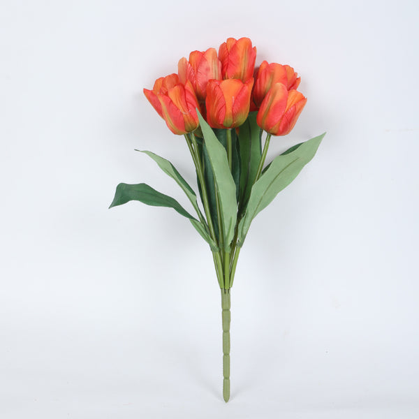 Artificial Flowers - Faux Wild Tulip Bunch (Orange) - Set Of Three