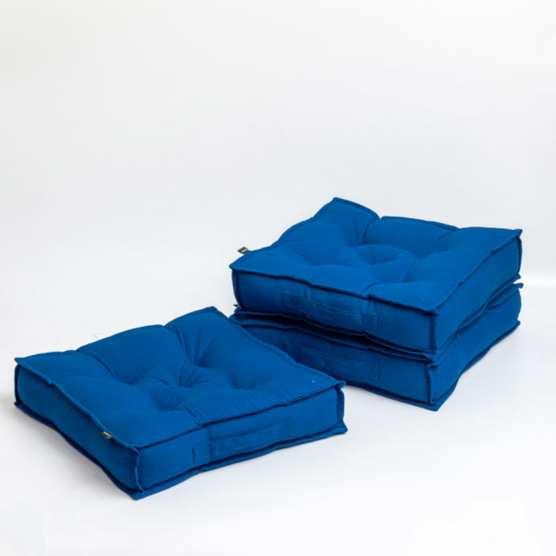 Buy Tara Floor Cushion (Classic Blue) - Set Of Three Floor Cushions from Vaaree