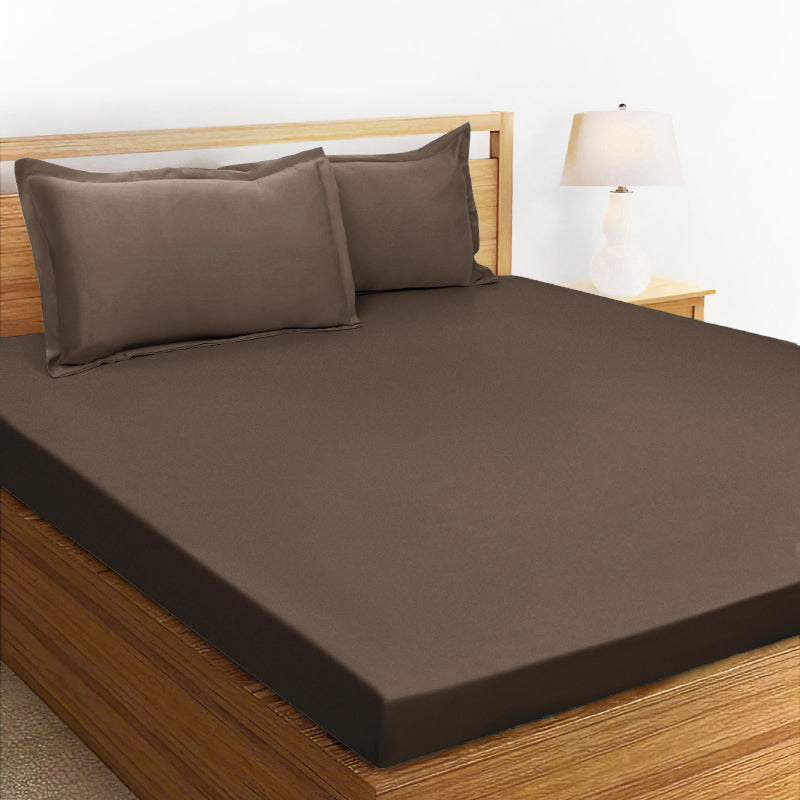 Buy Sanumi Solid Bedsheet - Chocolate Brown Bedsheets from Vaaree