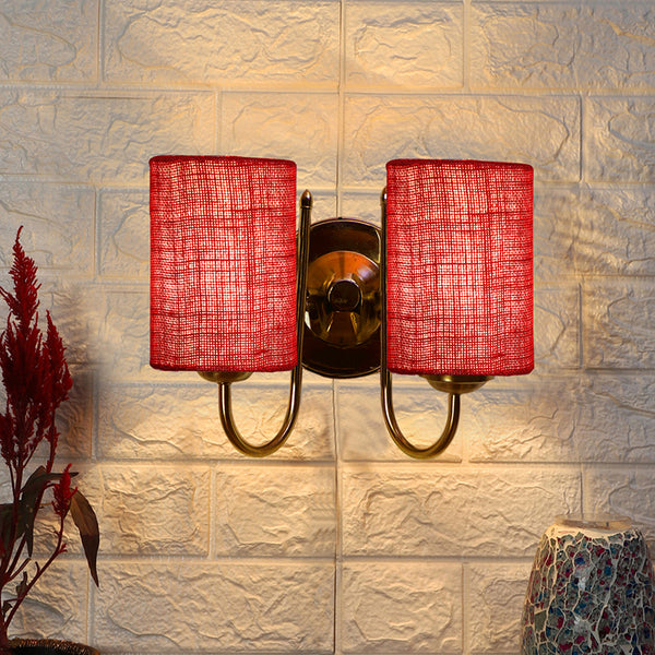 Wall Lamp - Veda Duo Cylindrical Wall Lamp - Maroon