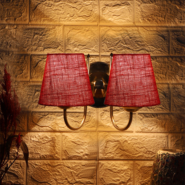 Wall Lamp - Veda Duo Conical Wall Lamp - Maroon