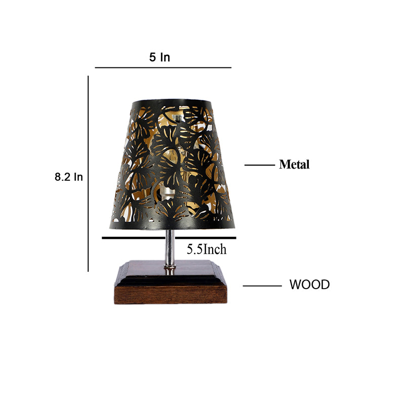 Table Lamp - Niksha Etched Flora Table Lamp - Black