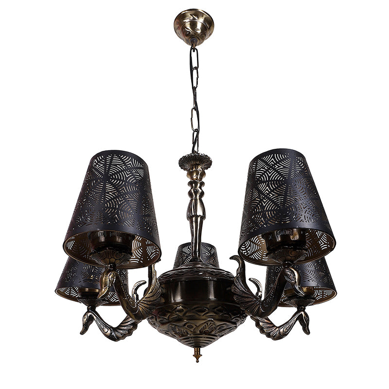 Ceiling Lamp - Thiva Etched Mayoor Golden Antique Chandelier