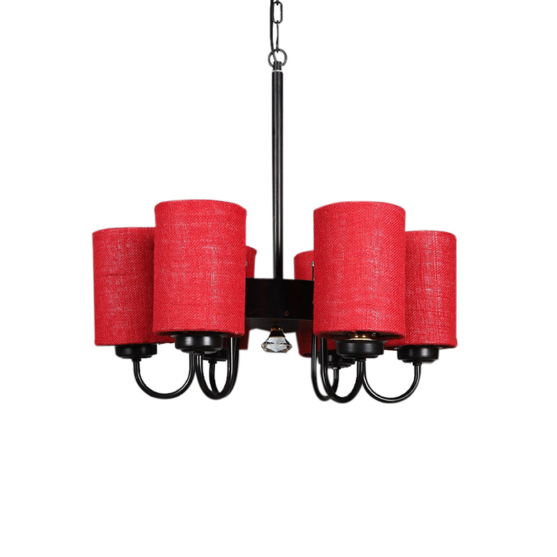 Ceiling Lamp - Viya Cylindrical Chandelier - Maroon