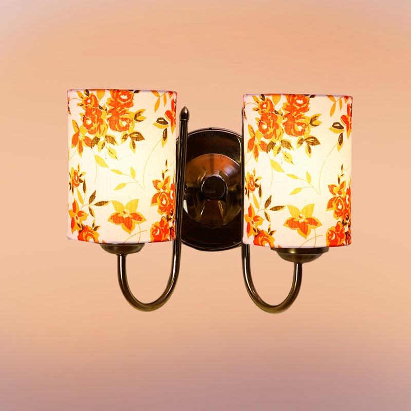 Wall Lamp - Veda Duo Ibis Floral Cylindrical Wall Lamp