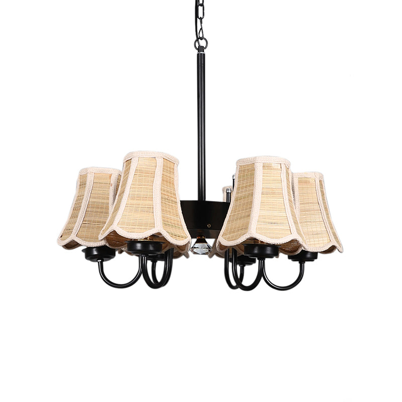 Ceiling Lamp - Bella Bamboo Conical Viya Chandelier - Beige