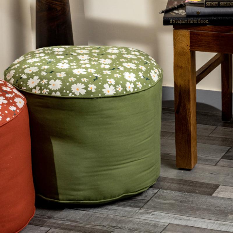 Buy Fiona Floral Pouffe - Light Green Ottomans & Pouffe from Vaaree