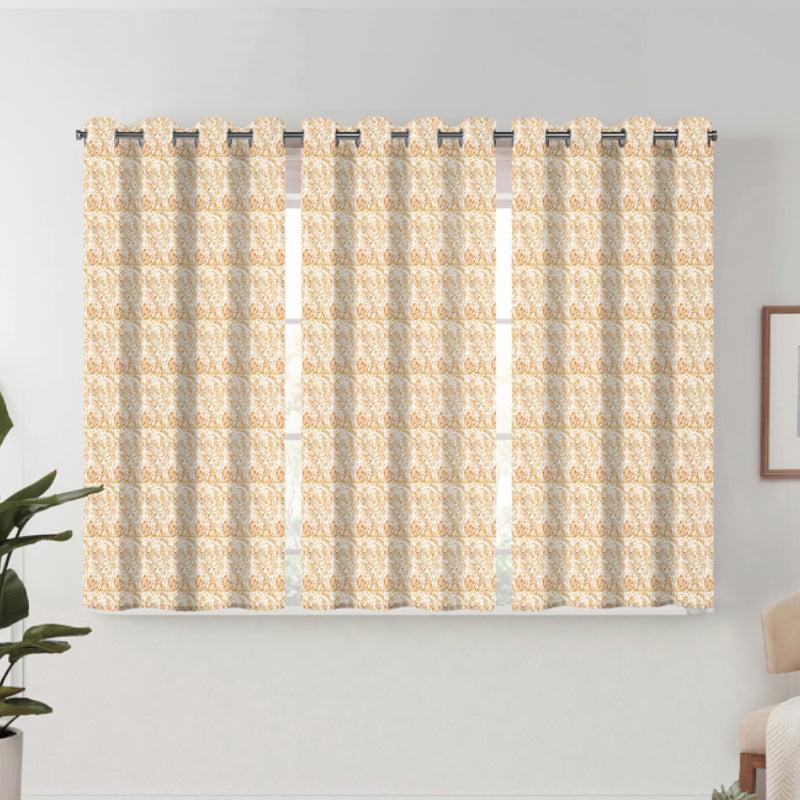 Buy Geralda Flora Semi Blackout Curtain (Yellow) - Set Of Three Curtains from Vaaree