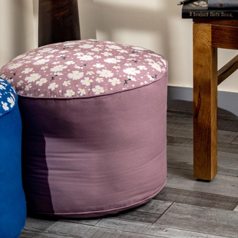 Buy Fiona Floral Plush Pouffe - Lilac Purple Ottomans & Pouffe from Vaaree