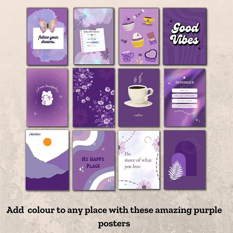 Buy Purple Vibes Wall Poster - Set Of Twelve Wall Poster from Vaaree