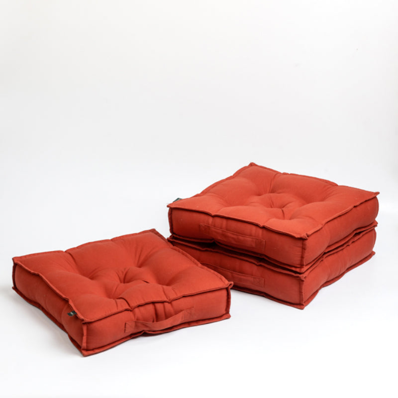 Buy Tara Floor Cushion (Terracotta Brown) - Set Of Three Floor Cushions from Vaaree