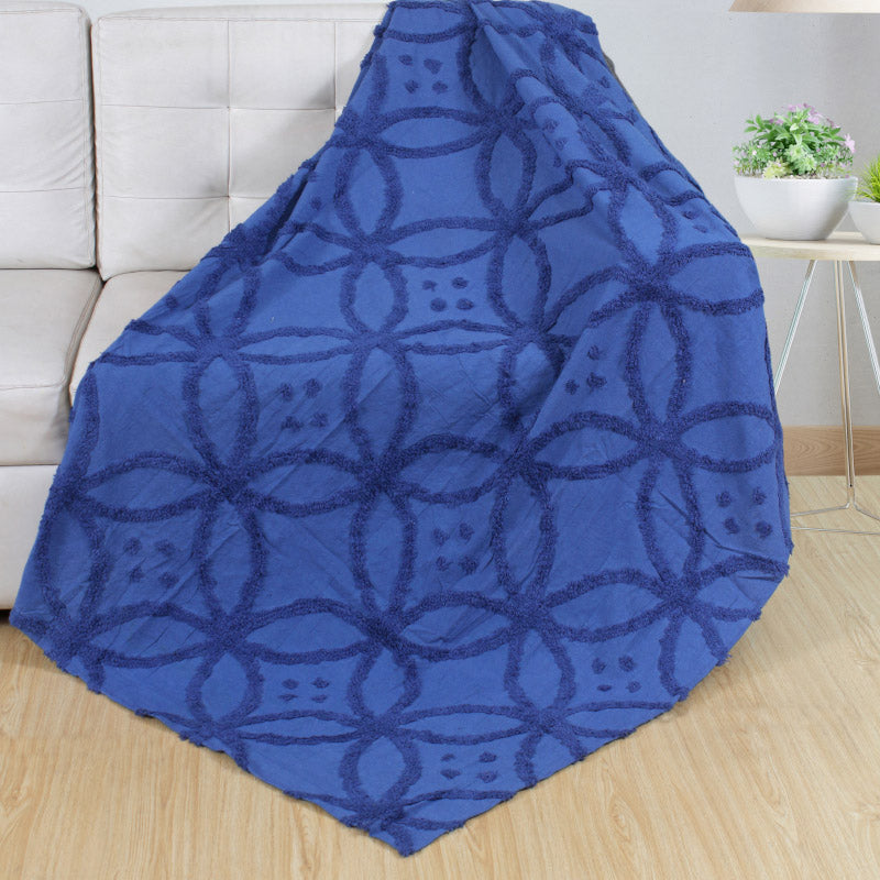 Buy Remiya Tufted Cotton Throw - Blue Throws from Vaaree