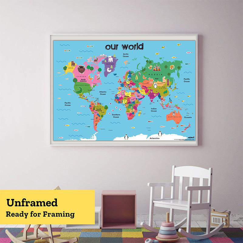 Buy World Map Wall Poster Wall Poster from Vaaree