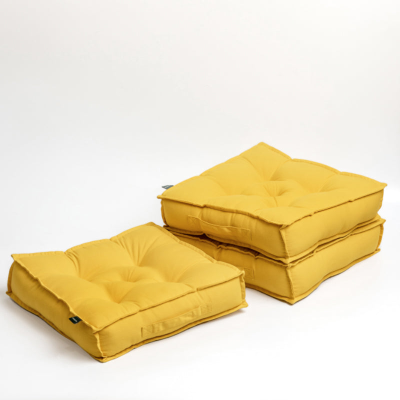 Buy Tara Floor Cushion (Mustard Yellow) - Set Of Three Floor Cushions from Vaaree