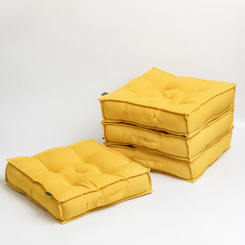 Buy Tara Floor Cushion (Mustard Yellow) - Set Of Four Floor Cushions from Vaaree