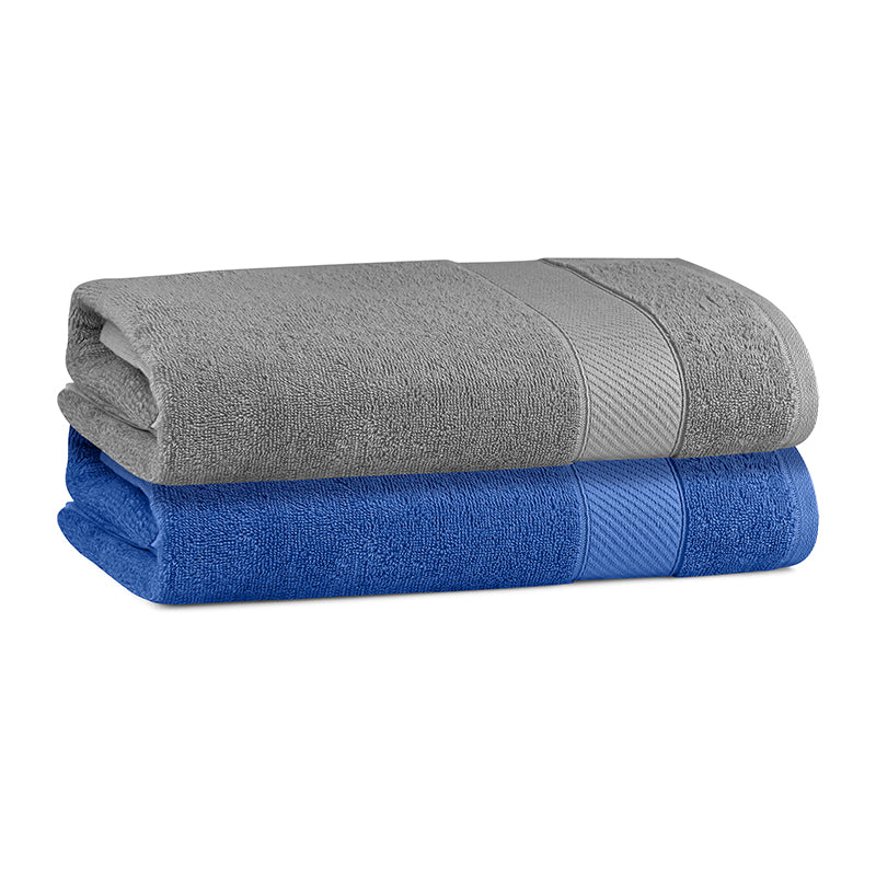 Buy Reign Bath Towel (Steel Grey & Dark Blue) - Set Of Two Bath Towels from Vaaree