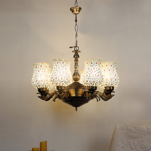 Buy Dinara Vilona Mosaic Golden Antique Chandelier Ceiling Lamp from Vaaree