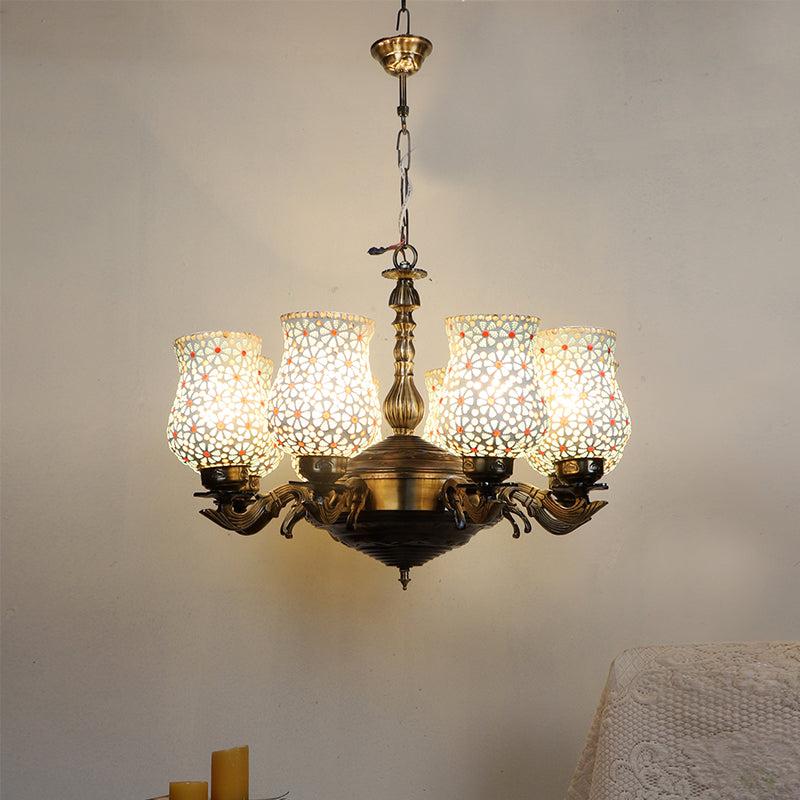 Buy Dinara Vilona Mosaic Golden Antique Chandelier Ceiling Lamp from Vaaree