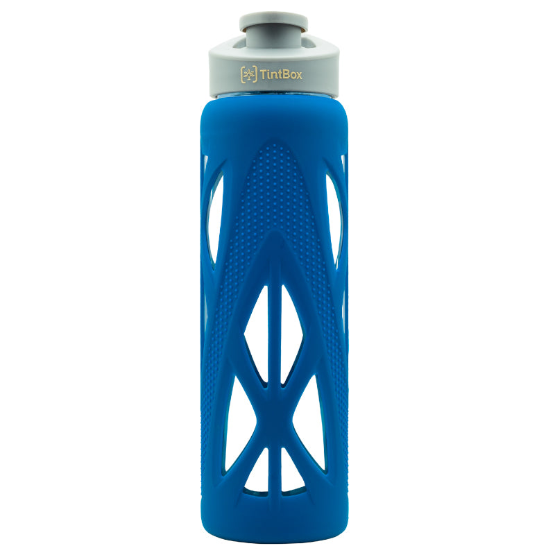 Bottle - Wego Glass Bottle With Silicon Sleeve (750 ML) - Blue