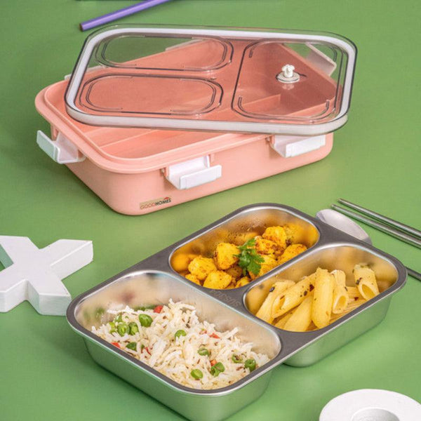 Tiffins & Lunch Box - Vivi Kids Lunch Box with Compartments (Pink) - 750 ML