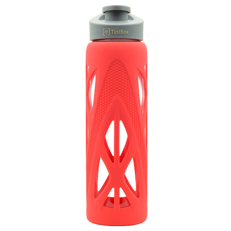 Bottle - Wego Glass Bottle With Silicon Sleeve (750 ML) - Red