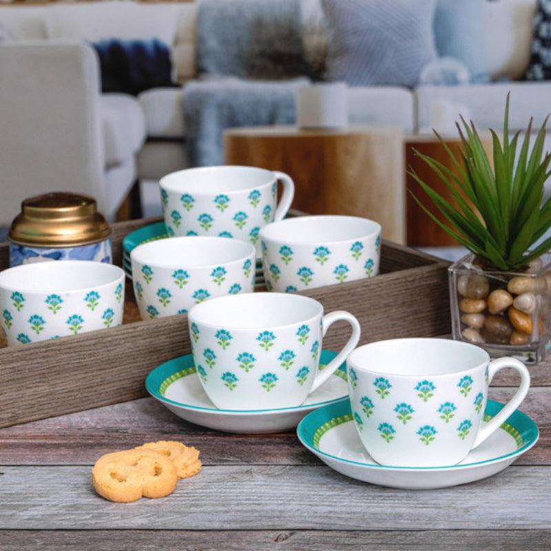 Buy Fleurista Cup & Saucer (180 ML) - Set Of Twelve Tea Cup & Saucer from Vaaree