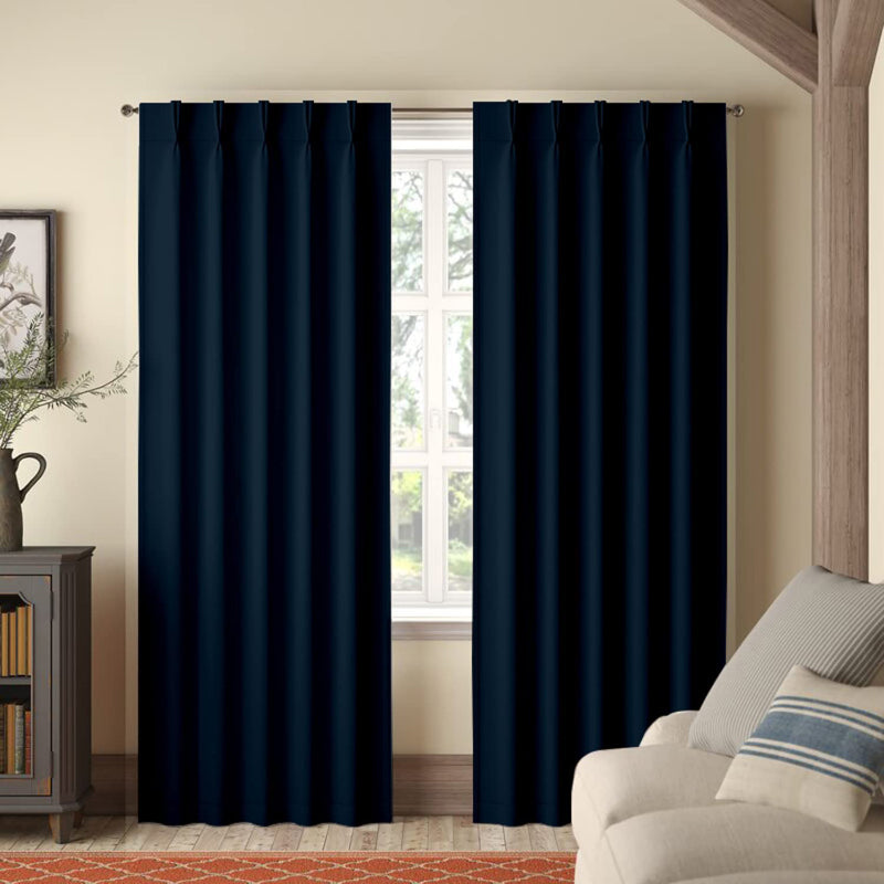 Buy Imora Double Pinch Pleat Medium Width Curtain - Navy Blue Curtains from Vaaree