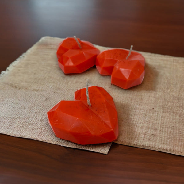 Candles - Heart Carve Chocolate Scented Candle Holder (Red) - Set Of Three