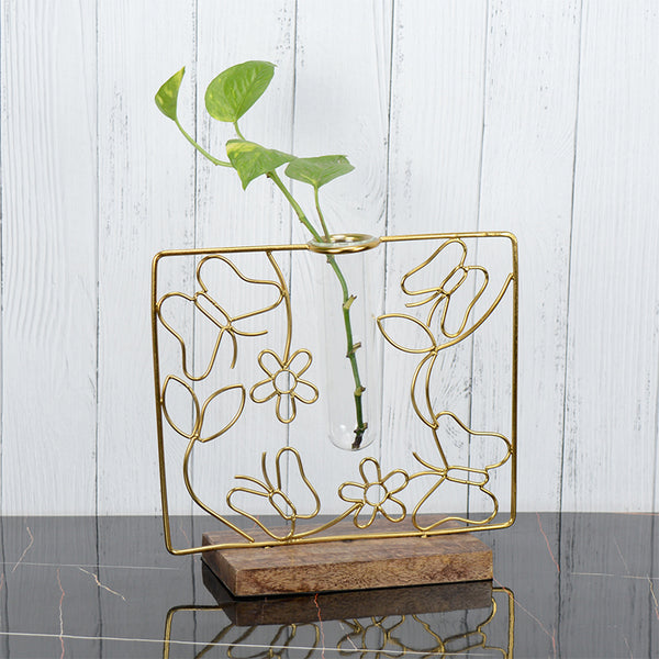 Vase - Floro Bask Test Tube Planter - Golden