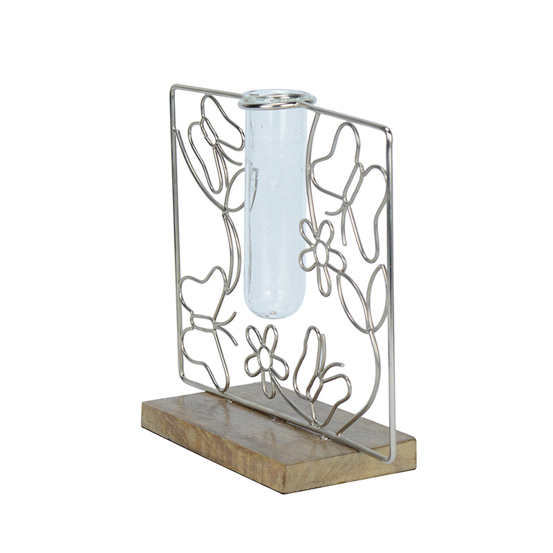 Vase - Floro Bask Test Tube Planter - Silver