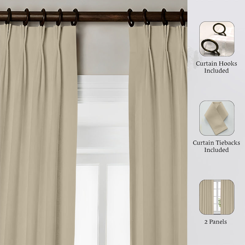 Buy Esme Triple Pinch Pleat Medium Width Curtain - Beige Curtains from Vaaree