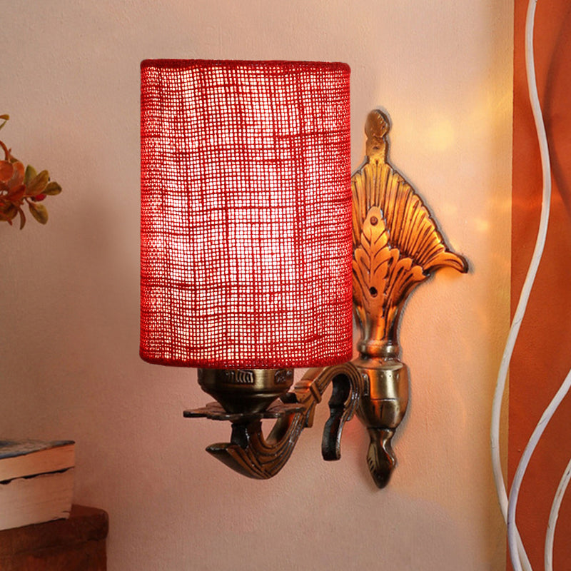 Wall Lamp - Magda Masique Cylindrical Wall Lamp - Maroon