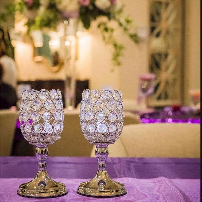 Buy Trimero Crystal Tealight Candle Holder - Set Of Two Candle Holders from Vaaree