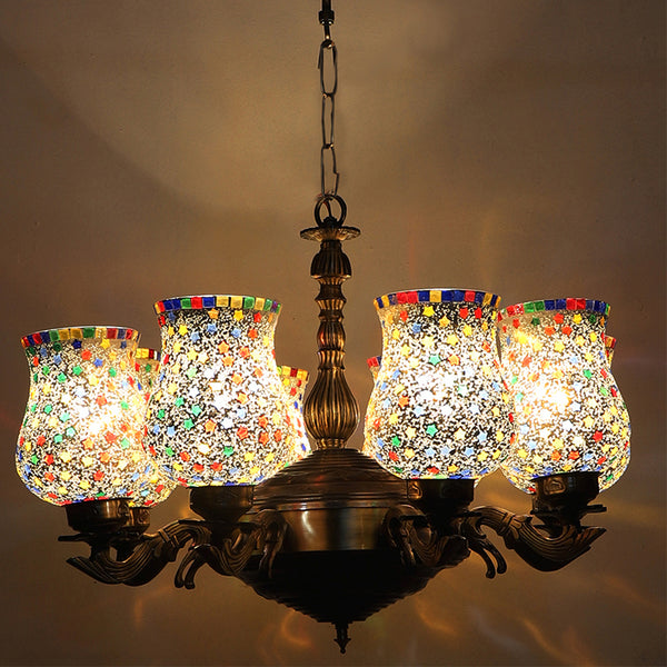 Buy Ekta Vilona Mosaic Golden Antique Chandelier Ceiling Lamp from Vaaree