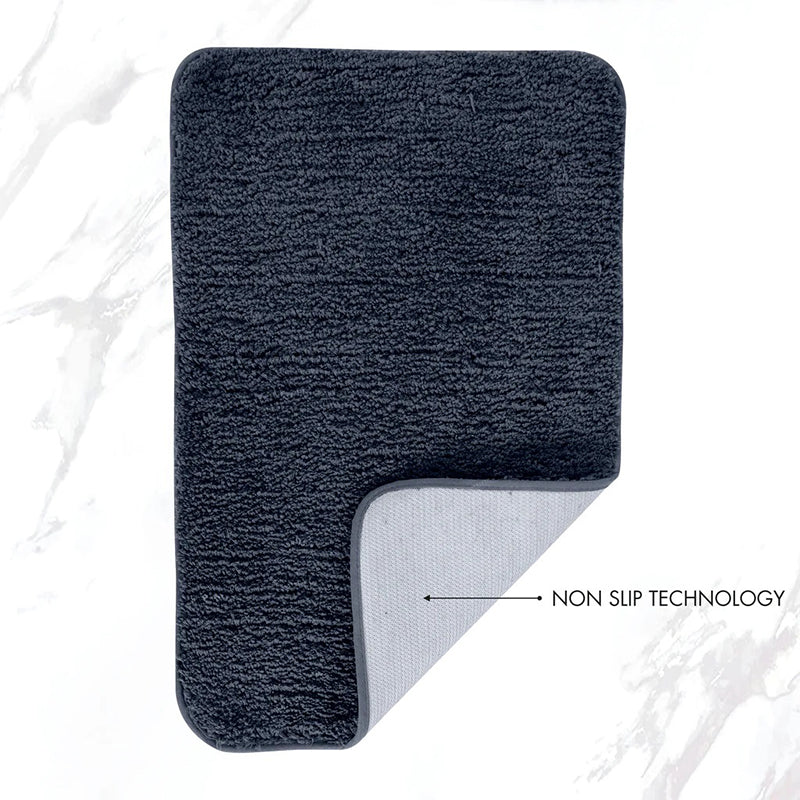 Buy Helen Anti Skid Bath Mat & Contour Mat (Dark Grey) - Two Piece Set Bath Mats from Vaaree