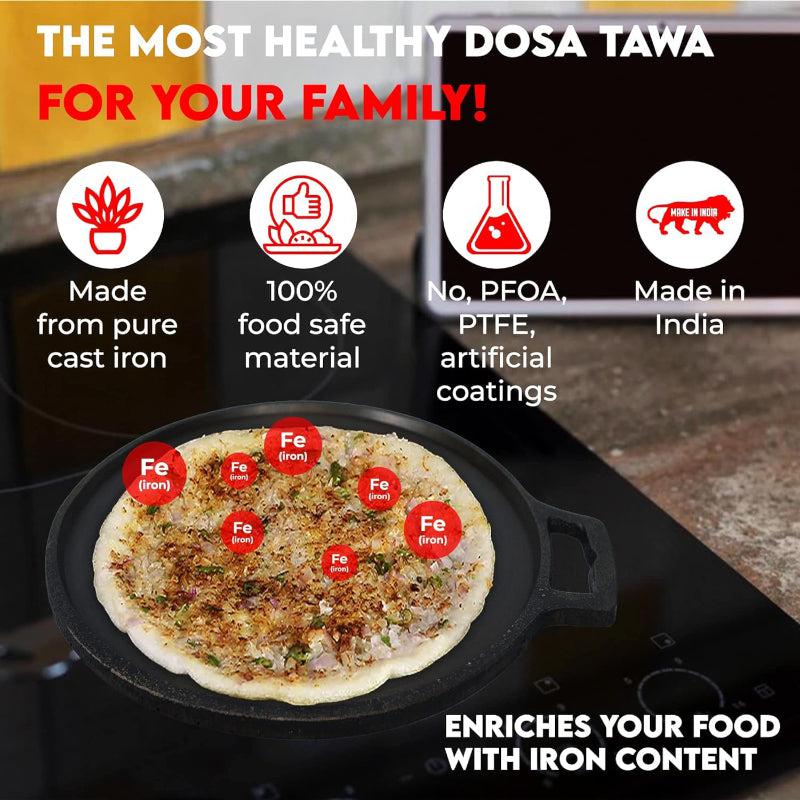 Buy Nova Pre Seasoned Cast Iron Dosa Tawa - 26 CM Dosa Tawa from Vaaree