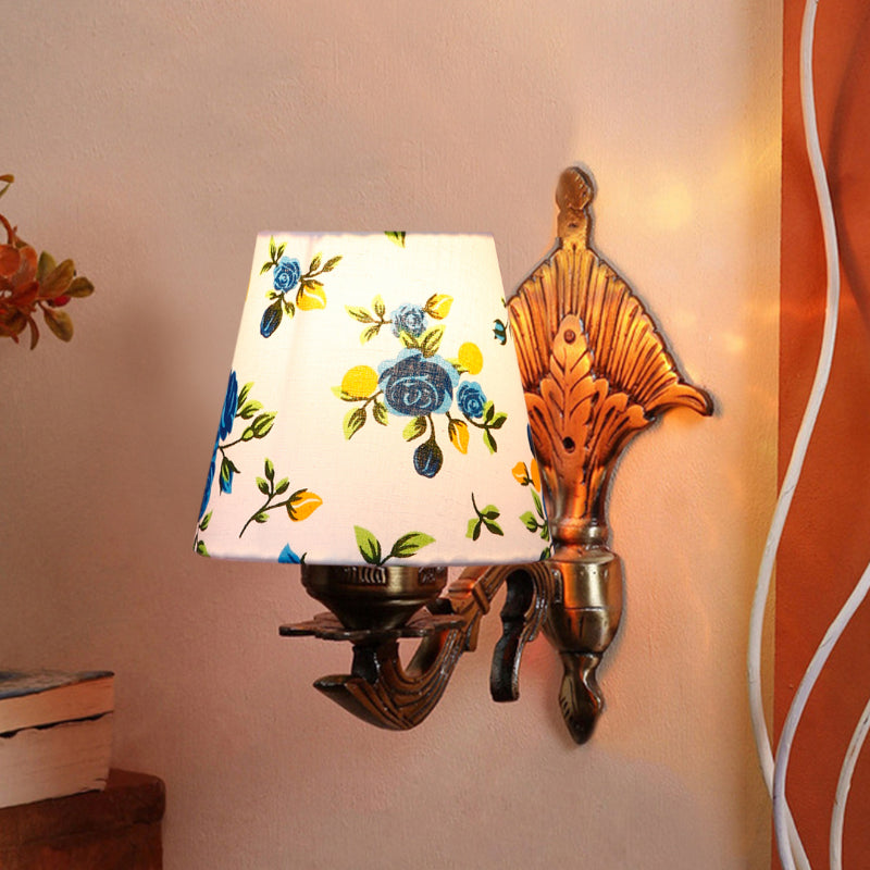 Wall Lamp - Magda Masique Blue Fleur Conical Wall Lamp