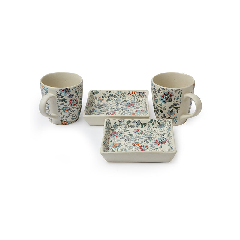 Buy Exora Floral Cup And Tray - Four Piece Set Tea Cup & Saucer from Vaaree