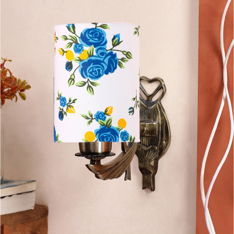 Wall Lamp - Love Gleam Blue Fleur Flora Cylindrical Wall Lamp